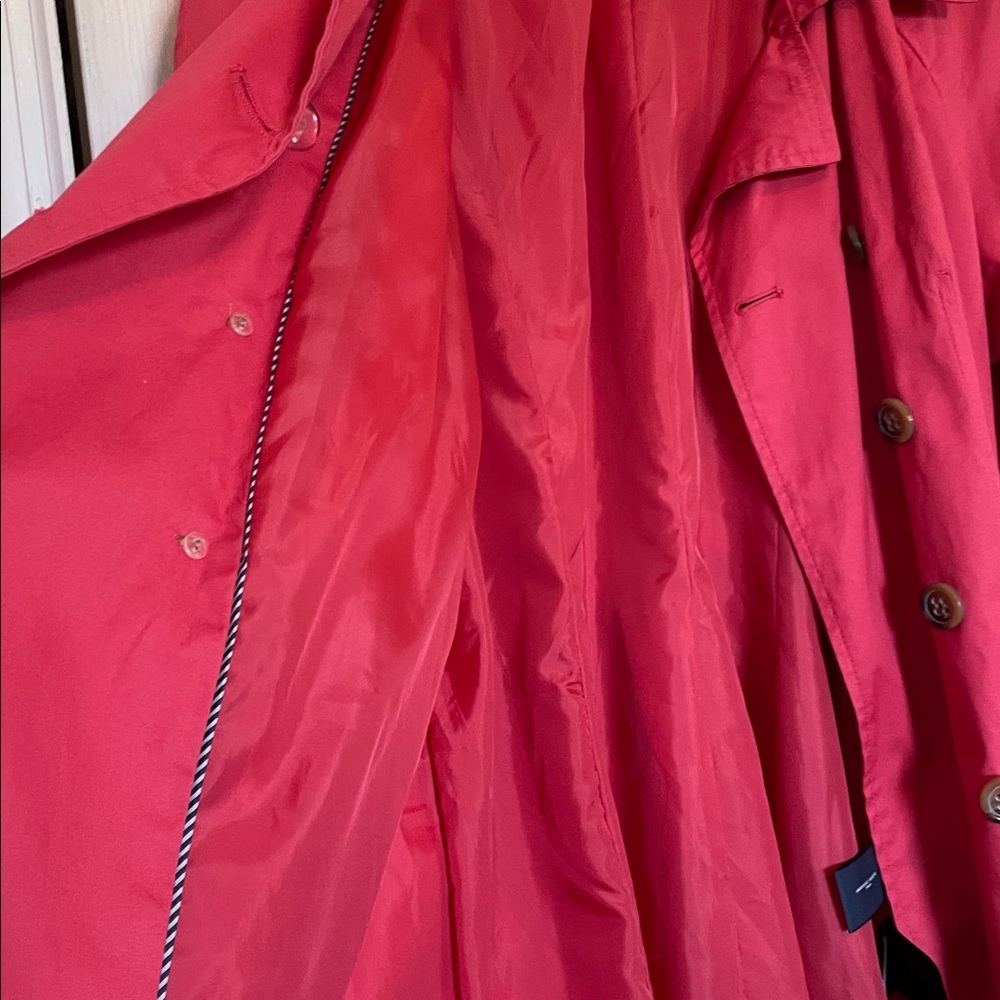 Women’s L St. John’s Bay coral belted car length coat double breasted buttons - Picture 10 of 11